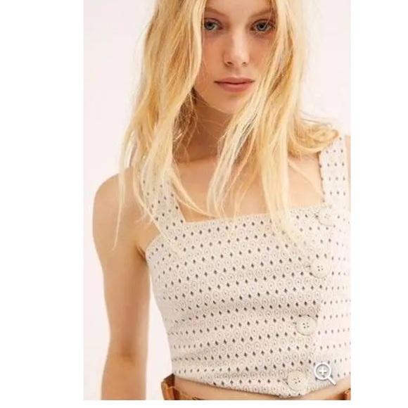 FREE PEOPLE This Is LOVE ❤️ Geo Crop Knit Top - Picture 2 of 10